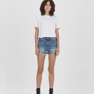 Alexander Wang x Denim‎ Bite High Rise Jean Shorts size 26 Blue Distressed